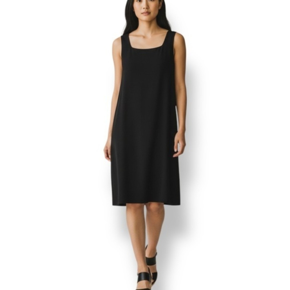 Bergdorf Goodman Victor Victoria Black Sleeveless Midi Dress Medium